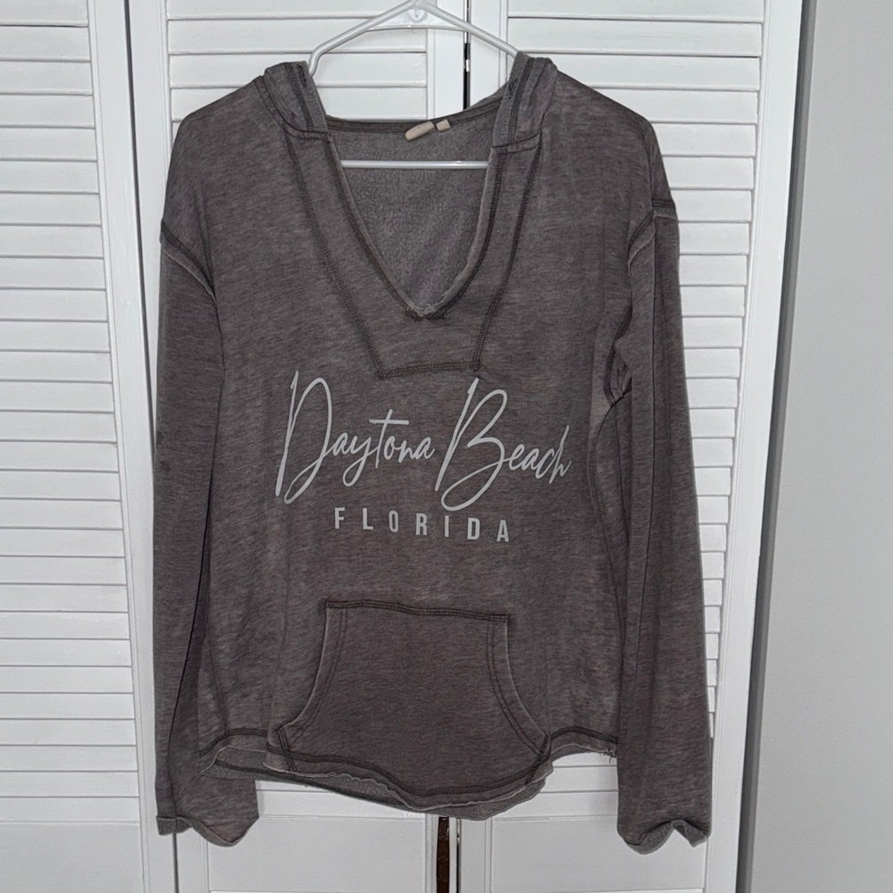 Lagaci Charcoal Women's Hoodie with Daytona Beach Design